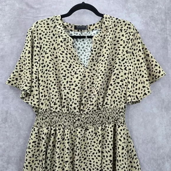 Bloomchic Allover Print Flutter Short Sleeve Flowy Flare Midi Dress XL NWOT - Picture 3 of 6